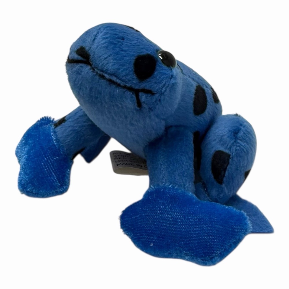 Oriental‎ Trading Tree Frog Blue Black Spotted Plush Stuffed Animal 3" Toy VTG
